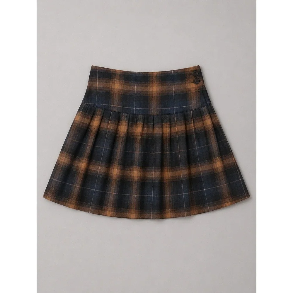 Dickies Size 9 Brown Plaid Pleated Mini Skirt Academic Grunge‎ Schoolgirl Style